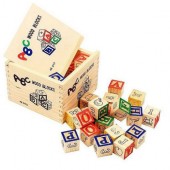 Cuburi din lemn cu litere si cifre ABC – 48 cuburi