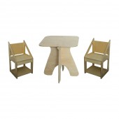 Set Masa din lemn + 2 scaune Casa papusilor