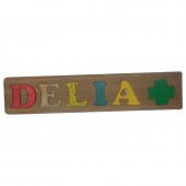 Puzzle lemn cu nume copil Delia 